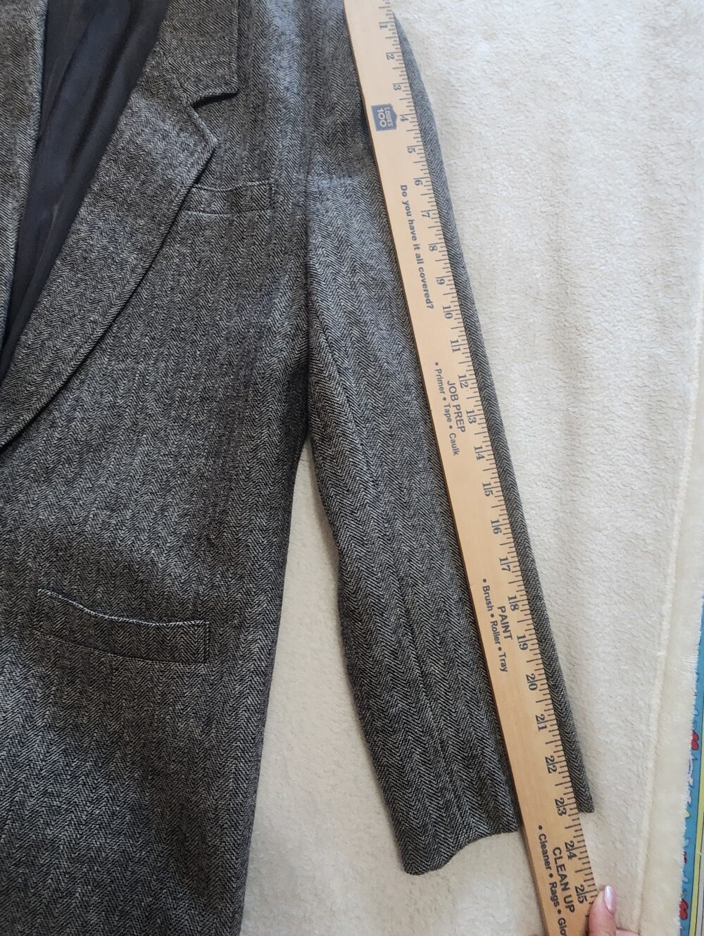 Vintage Pendleton Wool Skirt Suit Set Blazer Grey Herringbone Size 12 USA Made - Picture 14 of 16